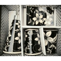 Bathroom Accessories, 4-Piece Porcelain Glass Bathroom Set – Luxury Bath Accessory Gift Set Includes Soap Dispenser, Toothbrush Holder, Tumbler & Soap Dish